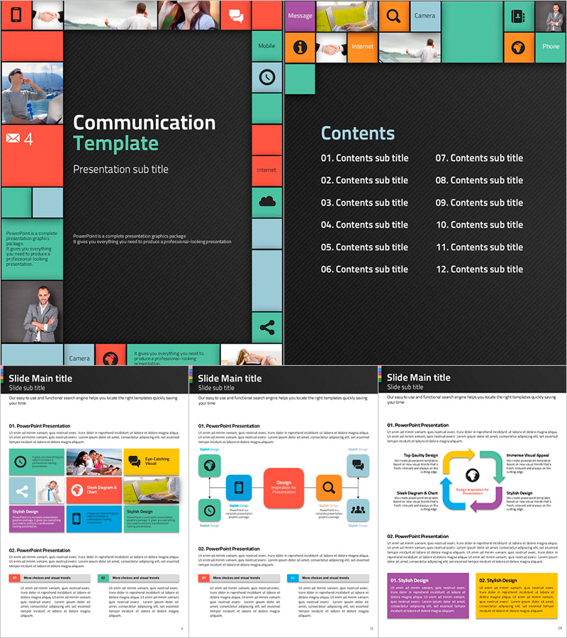 커뮤니케이션 세로형 PPT 템플릿 – 현대적이고 감각적인 디자인