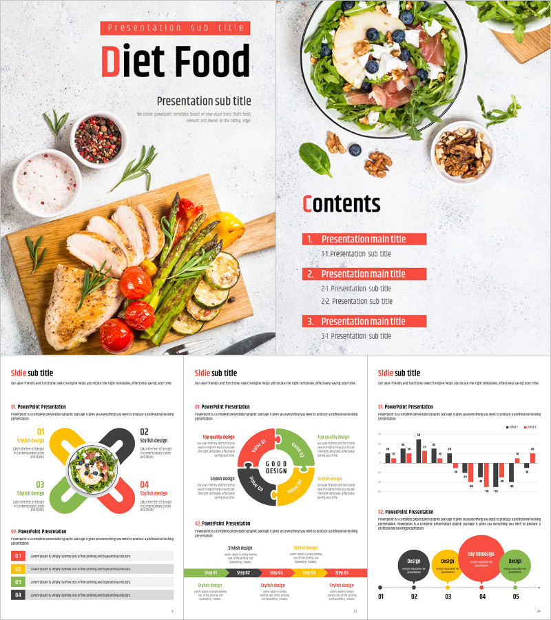 다이어트 식단 세로형 PPT 템플릿 – 건강한 라이프스타일을 위한 비주얼 디자인