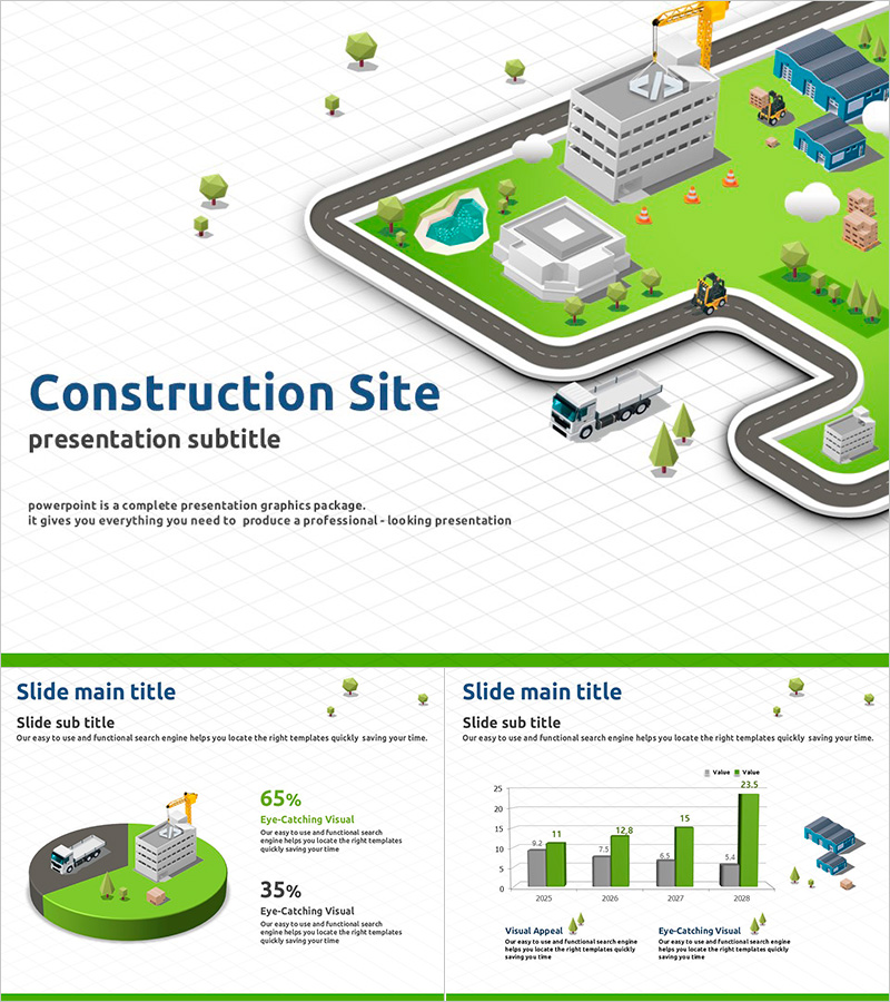 건설 현장 PPT 템플릿 – 세련된 디자인으로 주목받는 발표 자료