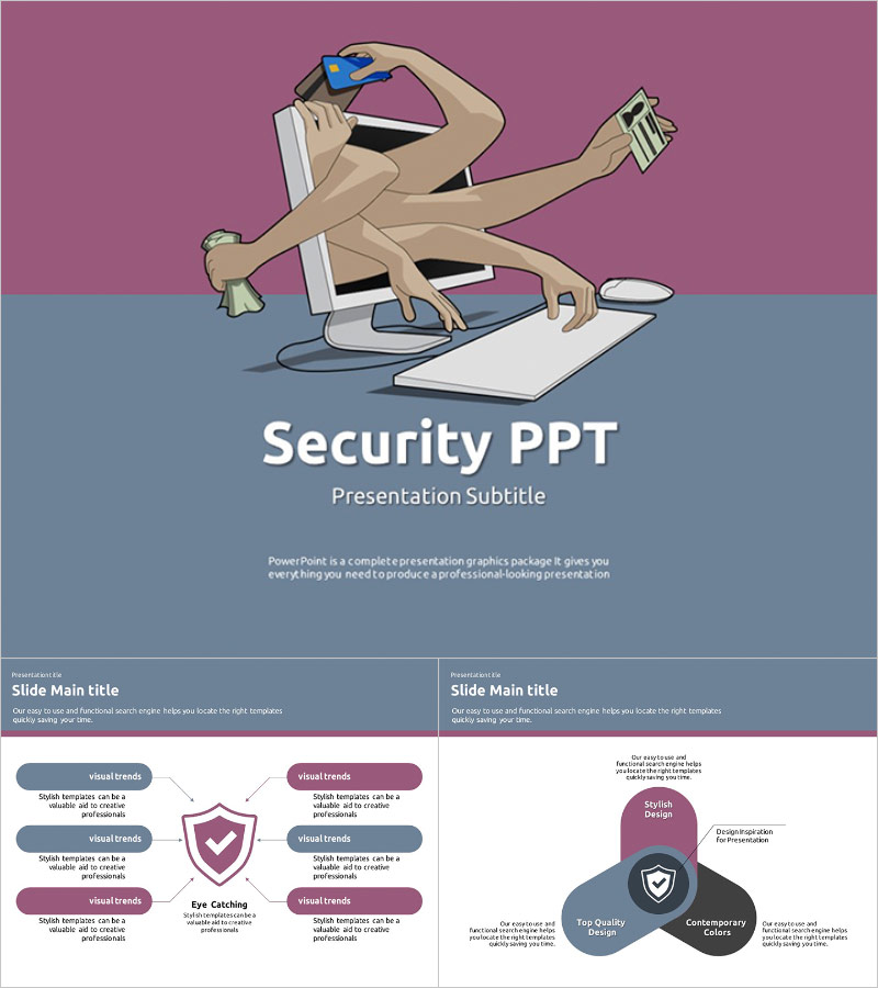 인터넷 안전보장 PPT – 보안 강조하는 세련된 디자인