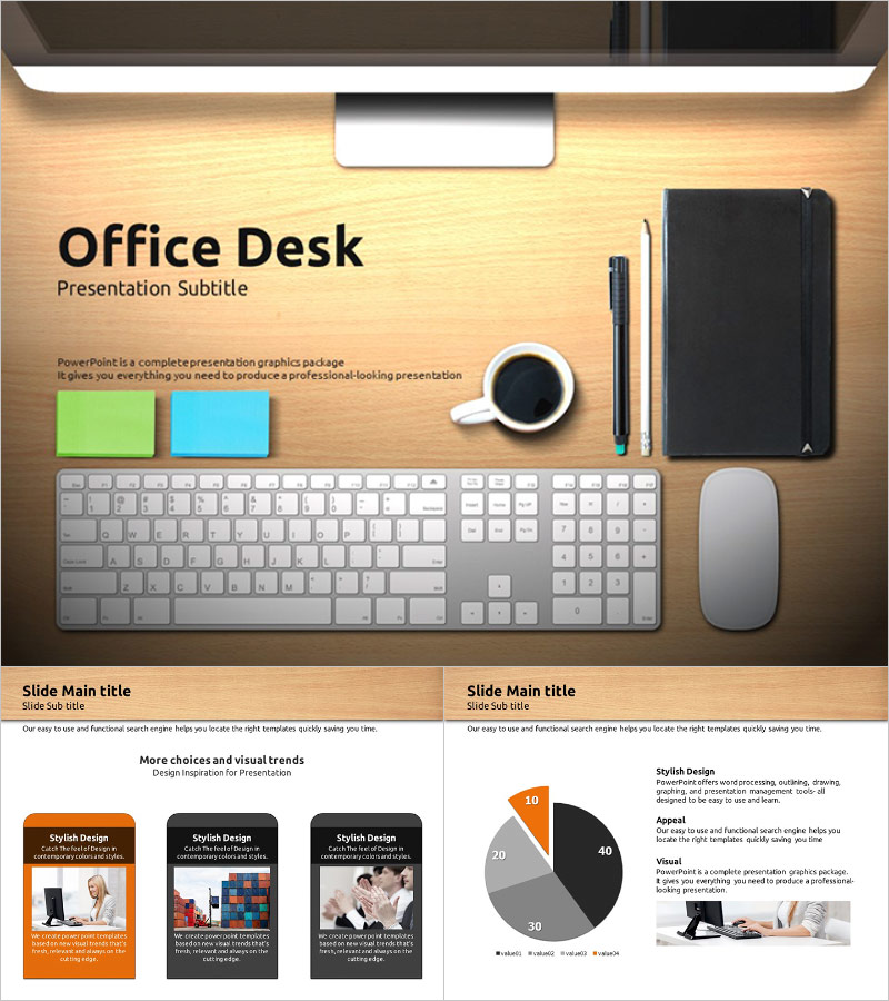 사무실 책상 피피티 템플릿 – 현대적이고 실용적인 디자인
