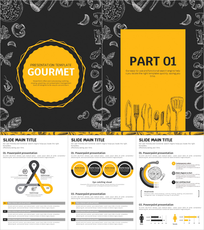 맛있는 요리 세로형 파워포인트 – 감각적인 요리 표현 디자인