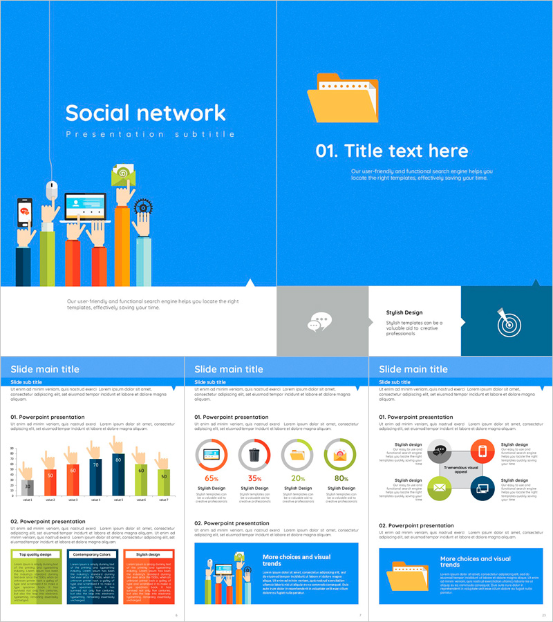소셜 네트워크 세로형 PPT 템플릿 – 현대적이고 감각적인 디자인