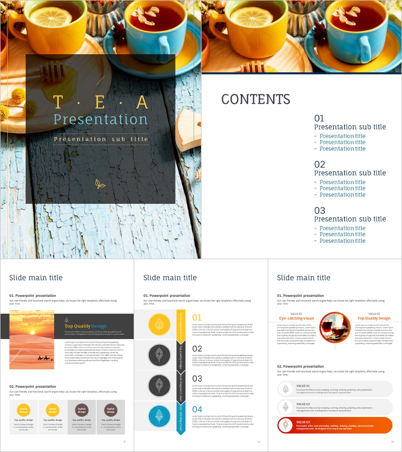 TEA 세로형 PPT 템플릿 – 차 문화를 담은 감각적인 디자인