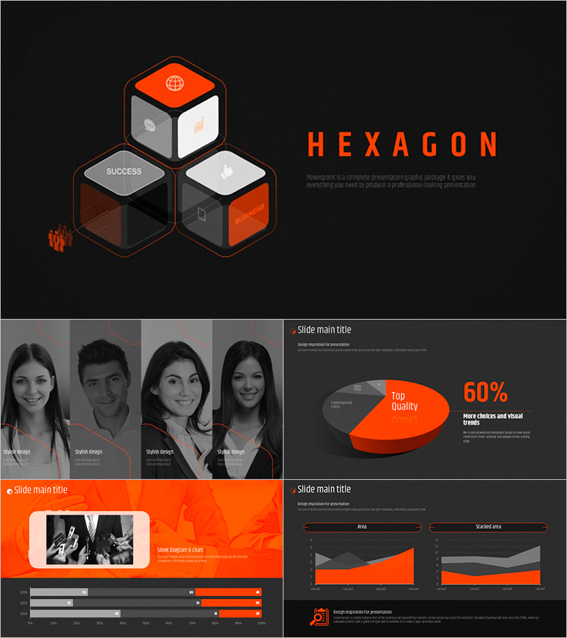 Hexagon Wide Presentation Template – Stylish Design for Versatile Use