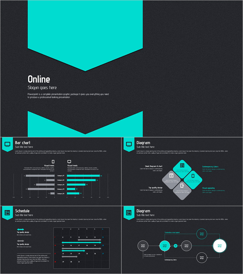 온라인 파워포인트 와이드 템플릿 – 현대적이고 시각적인 디자인