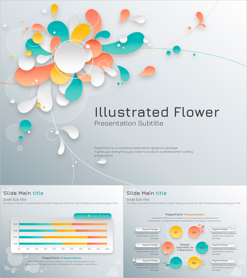 일러스트 꽃 프레젠테이션 – 화사하고 세련된 디자인
