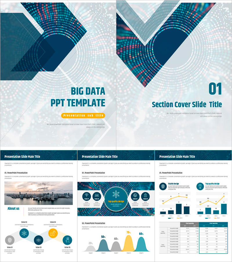 빅데이터 세로형 PPT 템플릿 – 현대적이고 시각적으로 매력적인 디자인