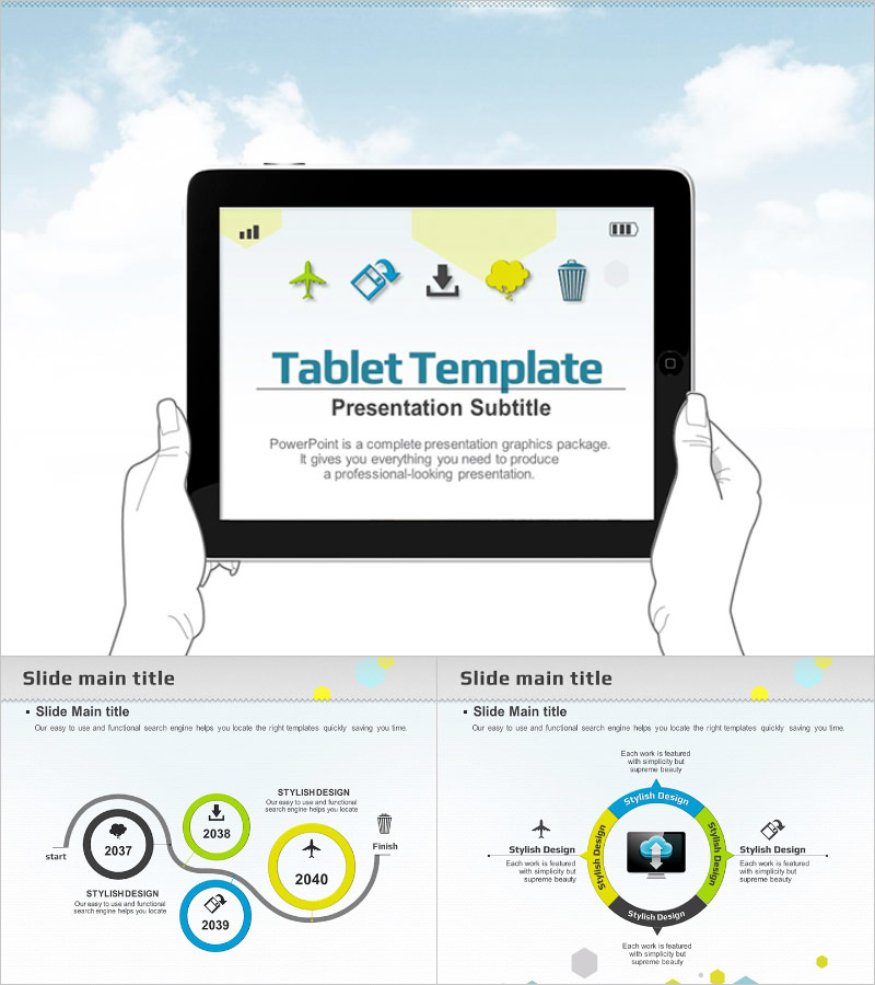 타블렛 일러스트 PPT 템플릿 – 현대적이고 세련된 디자인
