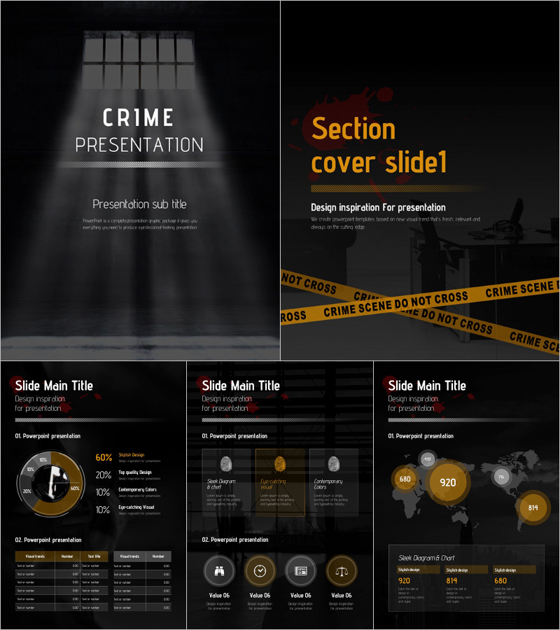 범죄 프레젠테이션 세로형 템플릿 – 강렬하고 시각적인 디자인