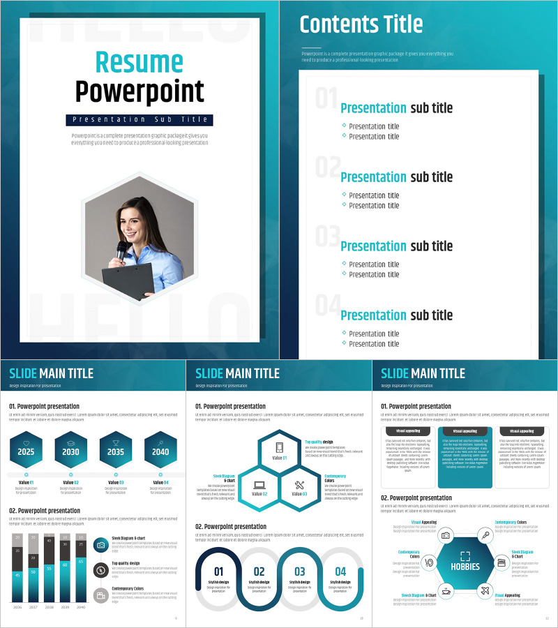 이력서 세로형 PPT 템플릿 – 전문성과 세련미를 갖춘 디자인