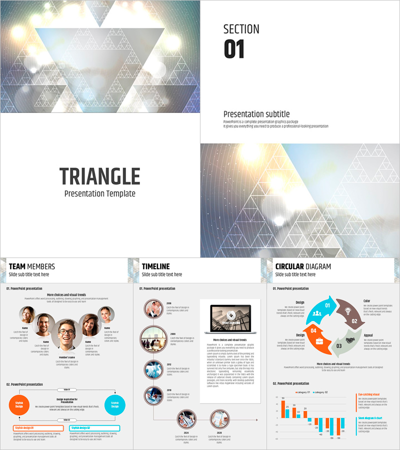 삼각형 패턴 세로형 파워포인트 템플릿 – 감각적인 디자인