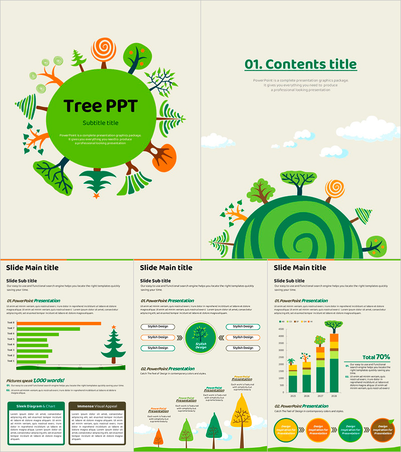 자연을 주제로 한 프레젠테이션 템플릿 – 생동감 있는 디자인