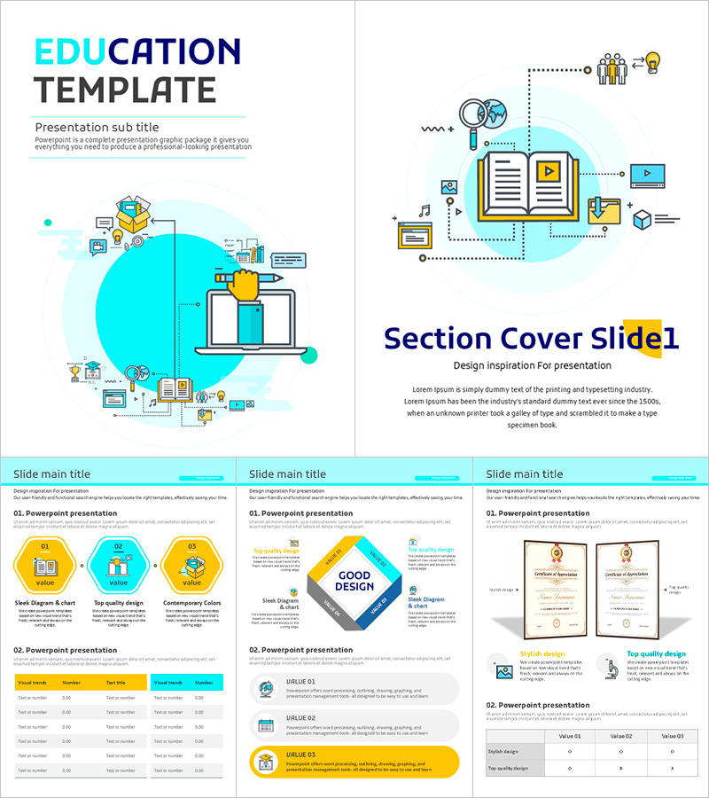 교육 아이콘 세로형 템플릿 – 현대적이고 실용적인 디자인