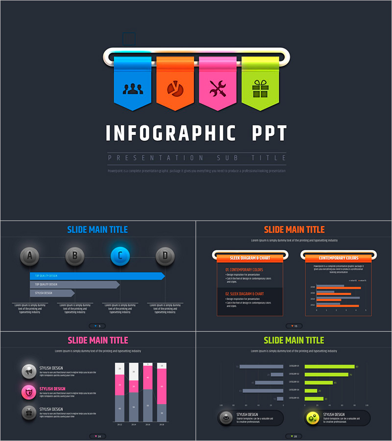 인포그래픽 PPT 템플릿 – 세련된 디자인과 생동감 있는 색상