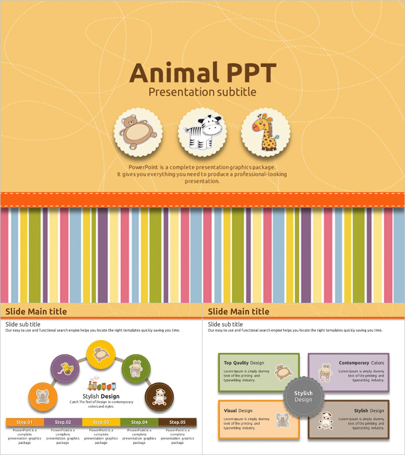 동물 캐릭터 PPT 템플릿 – 생동감 넘치는 교육 프레젠테이션