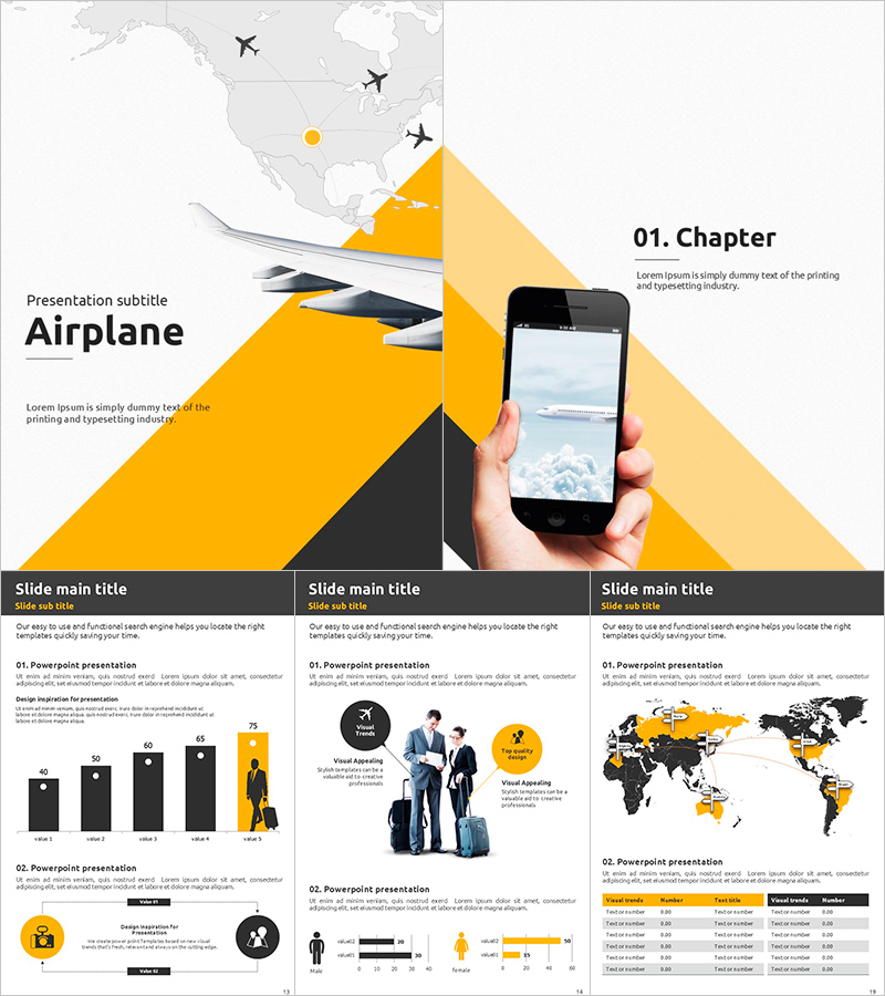 비행기 여행 세로형 피피티 템플릿 – 여행과 자연을 담은 개성 있는 디자인