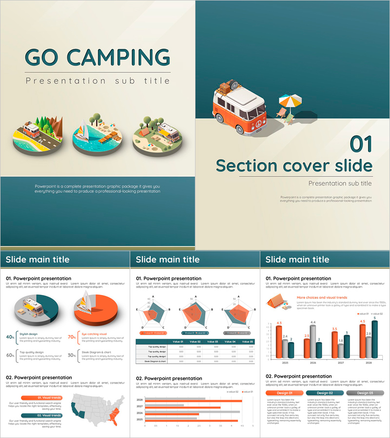 캠핑 파워포인트 세로형 템플릿 – 자연을 담은 감각적 디자인