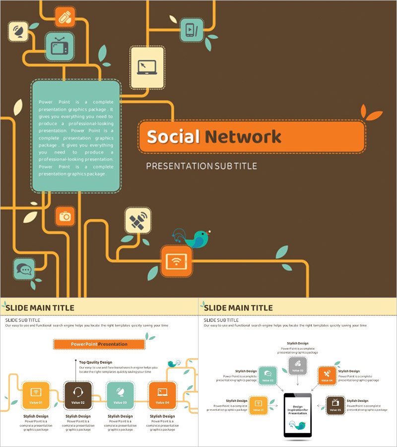 소셜 네트워크 프레젠테이션 템플릿 – 감각적인 디자인과 실용성