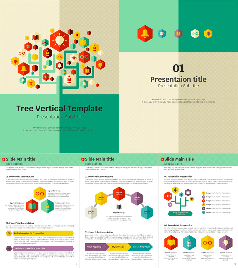 세로형 나무 프레젠테이션 템플릿 – 창의적이고 세련된 디자인