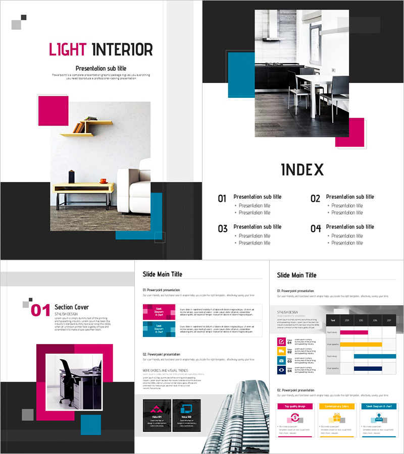 인테리어 세로형 프레젠테이션 – 스타일리시하고 현대적인 디자인