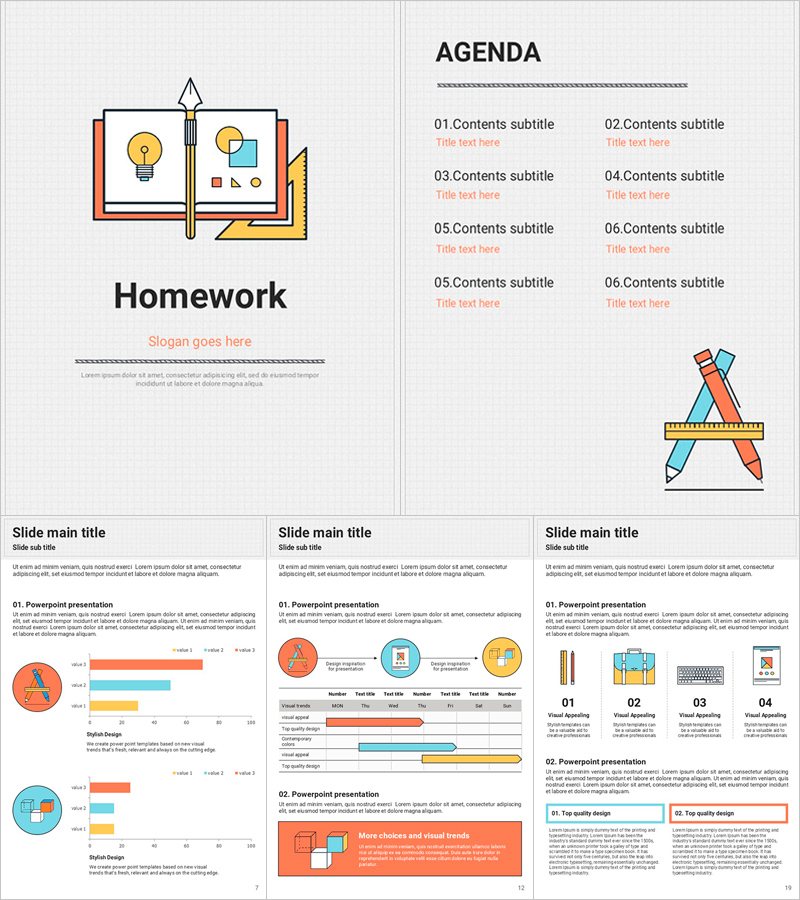 숙제를 위한 세로형 PPT 템플릿 – 교육적 디자인
