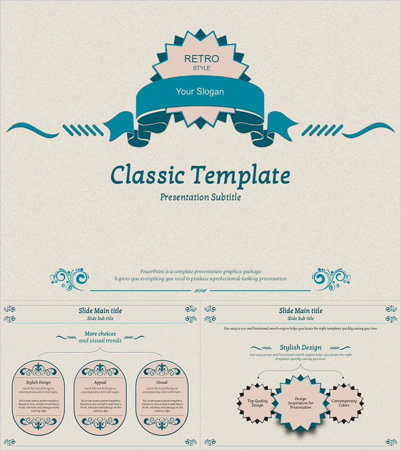 클래식 프레젠테이션 템플릿 – 오래된 느낌의 세련된 디자인
