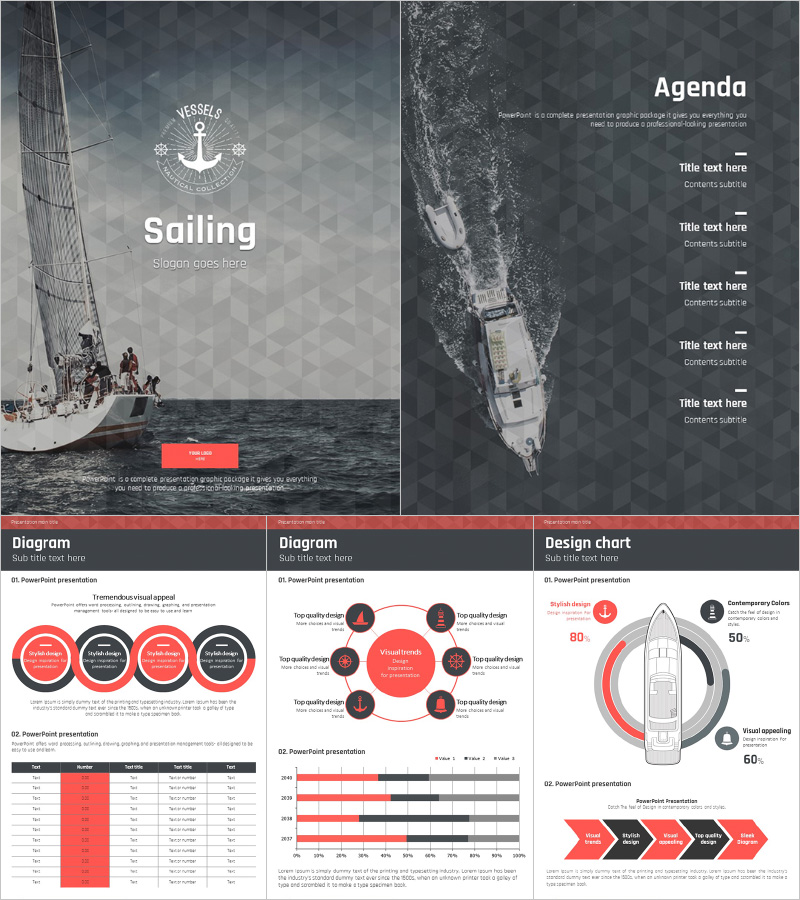 항해 세로형 PPT 템플릿 – 해양적 감성을 담은 디자인