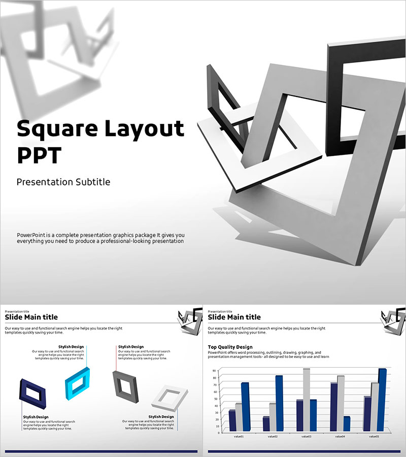 네모 레이아웃 프레젠테이션 템플릿 – 세련되고 모던한 디자인