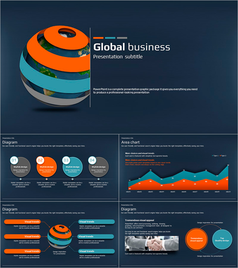 Global Business PowerPoint Template Wide – Stylish Presentation Design for Business