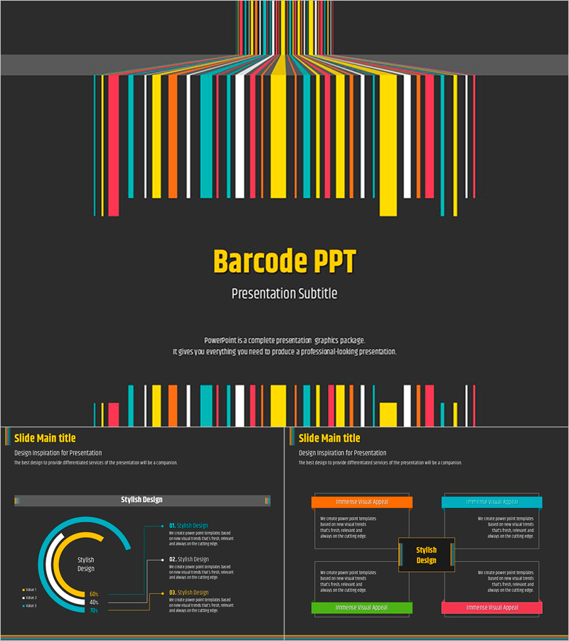 바코드 컨셉 피피티 템플릿 – 다채로운 비주얼과 실용성