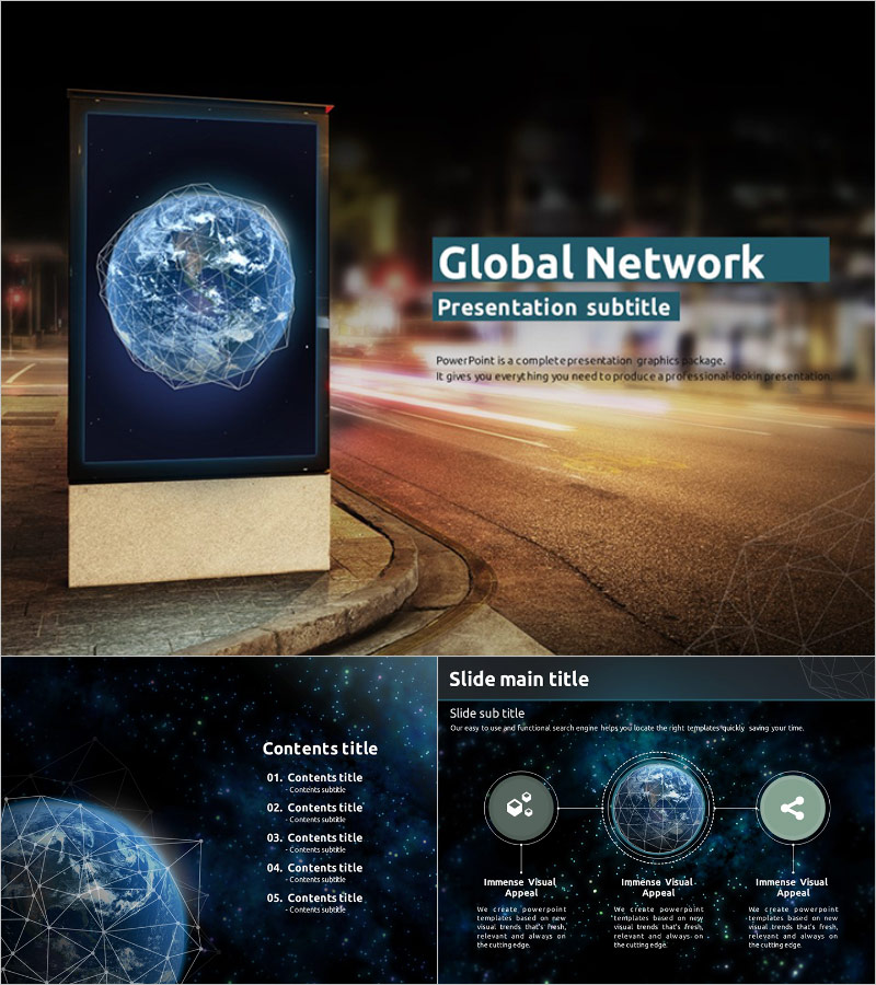 글로벌 네트워크 프레젠테이션 템플릿 – 세련된 비즈니스 디자인