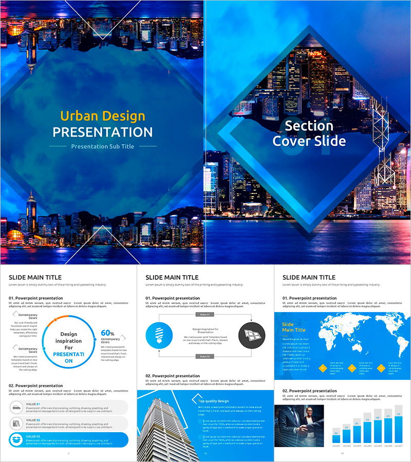 도시 설계 세로형 프레젠테이션 – 현대적이고 창의적인 디자인