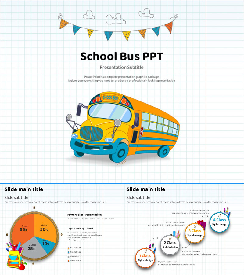 통학 버스 PPT 템플릿 – 경쾌하고 친근한 디자인