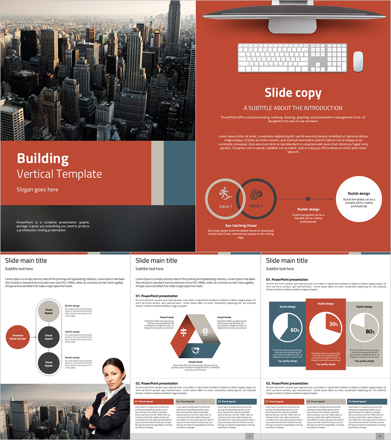 빌딩 세로형 프레젠테이션 – 전문적인 비즈니스 템플릿