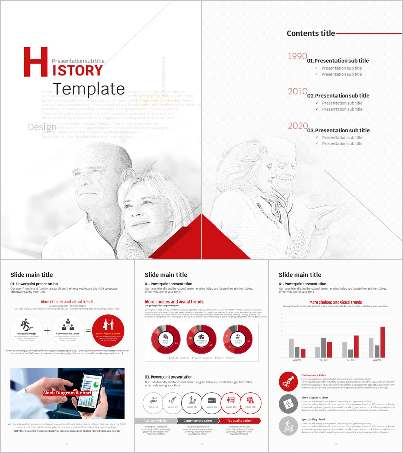 HISTORY 세로형 템플릿 – 세련된 디자인과 시각적 중심