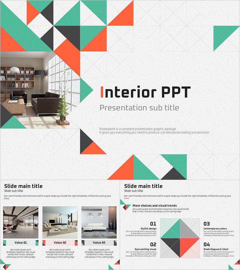 실내 인테리어 프레젠테이션 템플릿 – 감각적이고 세련된 디자인