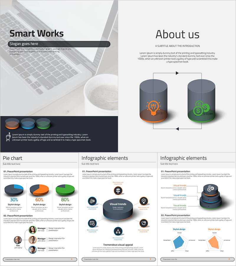 업무 프로세스를 위한 세로형 PPT 템플릿 – 스마트하고 세련된 디자인