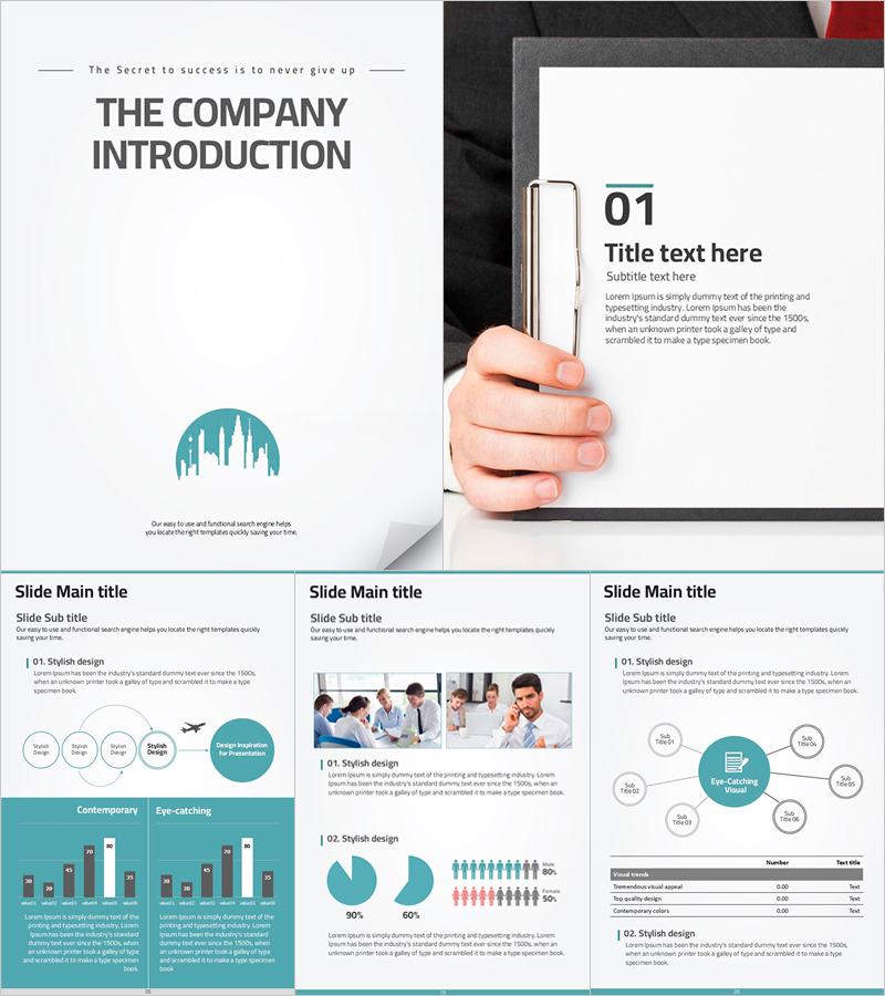 회사의 세로형 프레젠테이션 – 프로페셔널하고 세련된 디자인