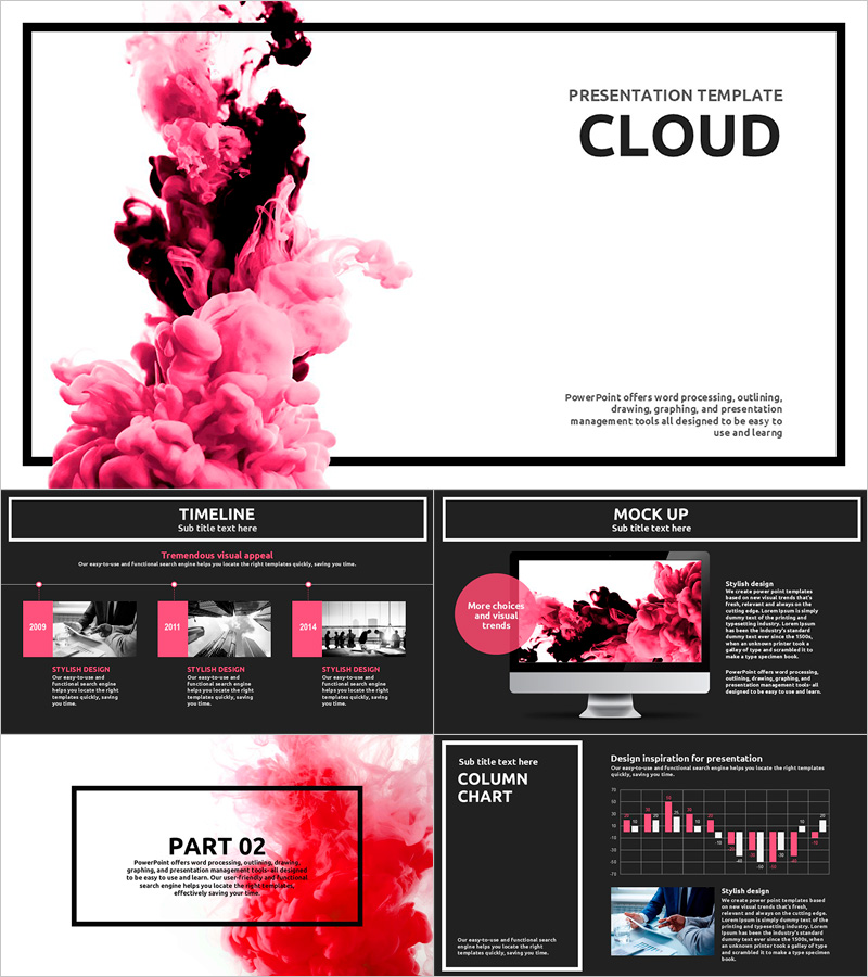 구름 와이드 파워포인트 템플릿 – 감각적이고 세련된 디자인