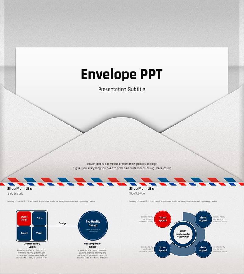 편지봉투 PPT 템플릿 – 감각적인 디자인과 활용성