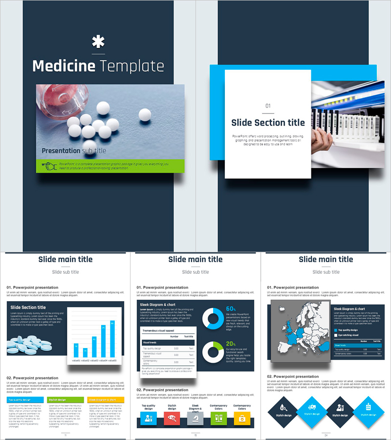 신약 소개 프레젠테이션 세로형 템플릿 – 세련된 의료 디자인
