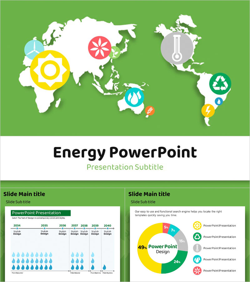 글로벌 에너지 아이콘 템플릿 – 현대적이고 감각적인 디자인