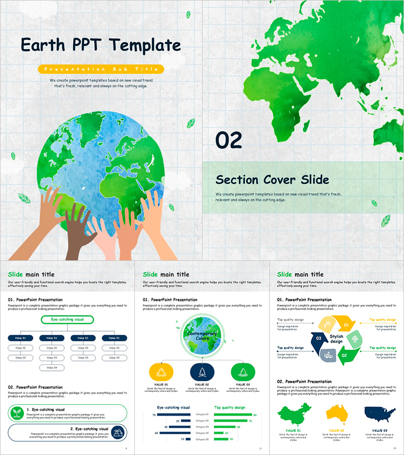 지구 세로형 PPT 템플릿 – 자연을 담은 감각적인 디자인