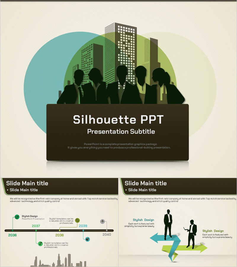 비즈니스 실루엣 프레젠테이션 템플릿 – 세련된 비즈니스 디자인