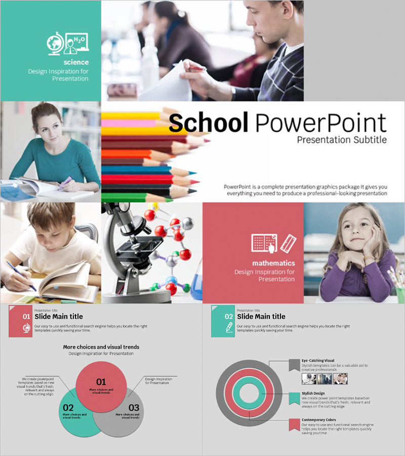 학교 교육 프레젠테이션 템플릿 – 생동감 있는 색상의 디자인