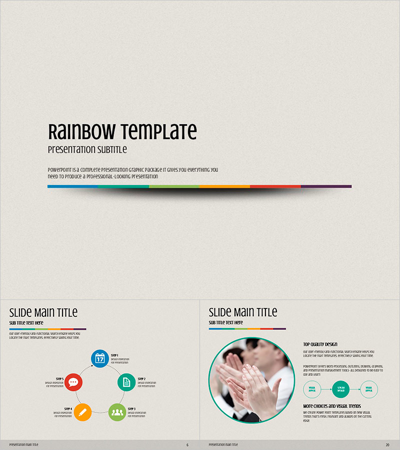 무지개 라인 프레젠테이션 템플릿 – 상큼하고 생동감 넘치는 디자인