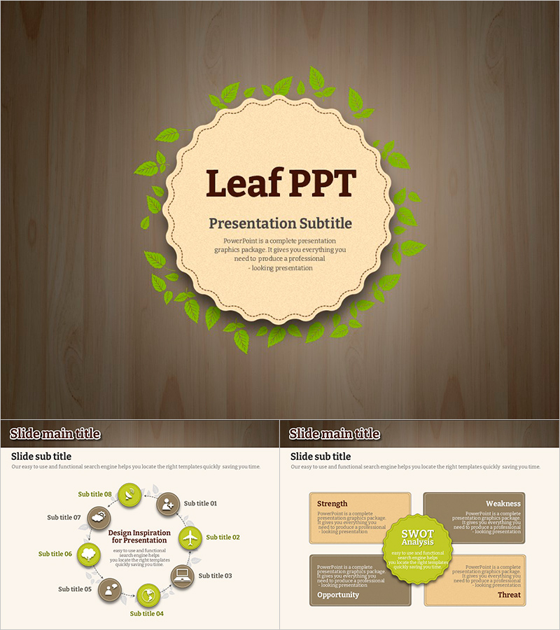 그린 잎사귀 프레젠테이션 템플릿 – 자연 친화적인 디자인