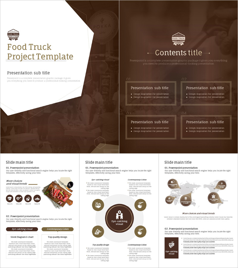 푸드트럭 프로젝트 PPT 템플릿 – 감각적인 세로형 디자인