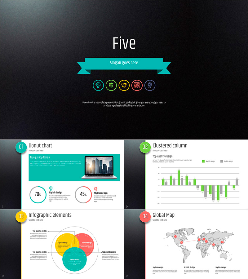 다섯가지 컬러 와이드 템플릿 – 시각적으로 돋보이는 디자인